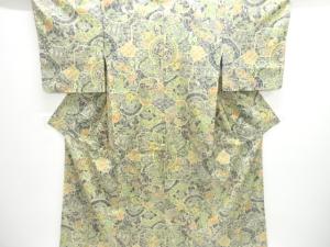 絵皿に花鳥模様手織り紬着物
